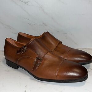 Santoni double monk strap leather loafer shoe sz 11 men’s. (L2)